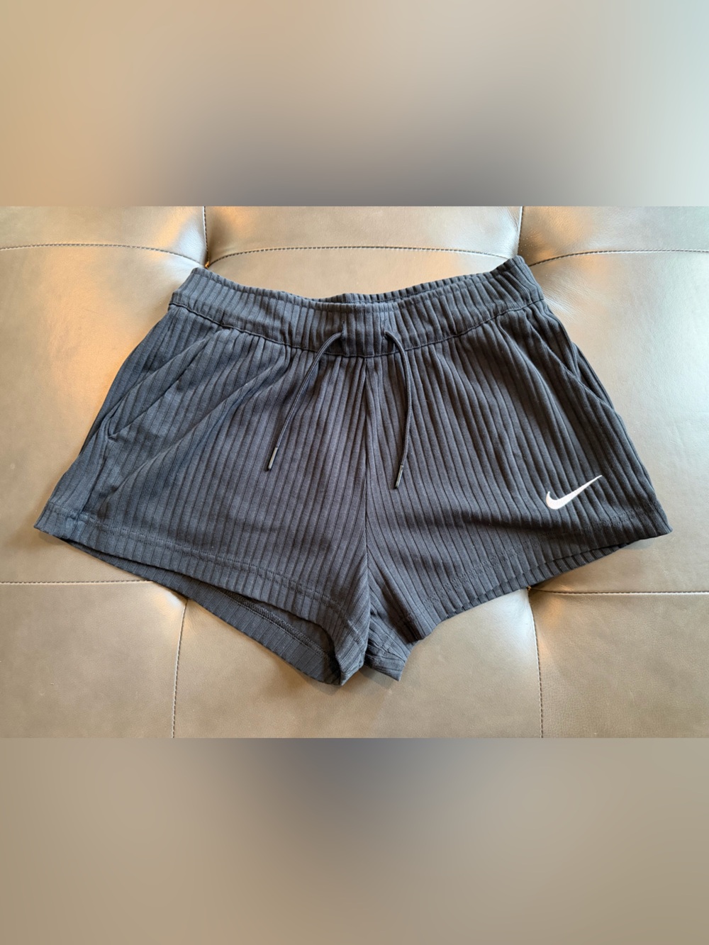Nike Ribbed Shorts with White Swoosh